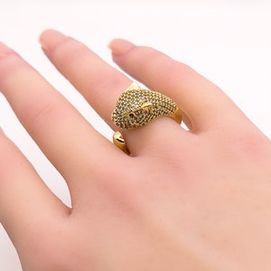 Bague tigre en or avec pierre zircon | Bague panthère en or