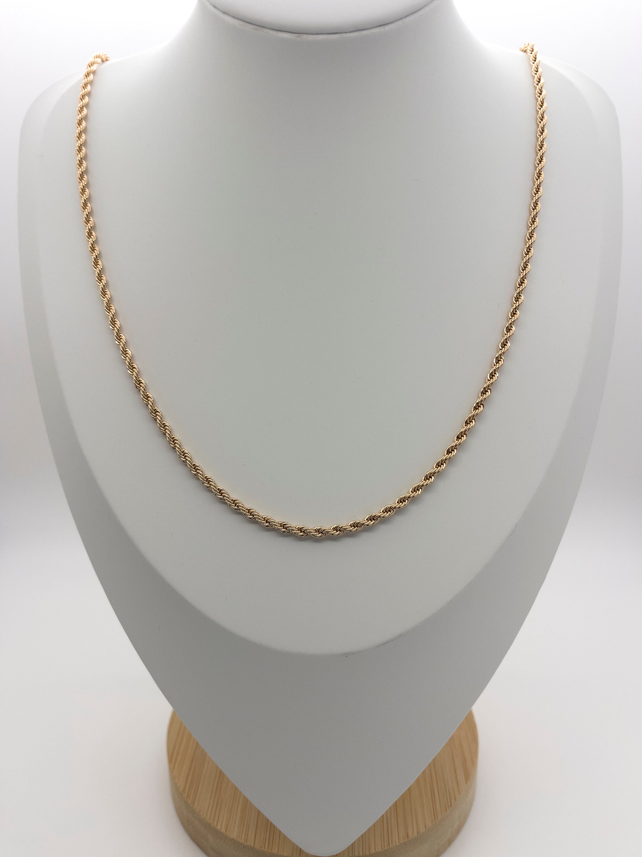 14K Gold Plated Rope Chain Necklace: Dainty Twist Chain