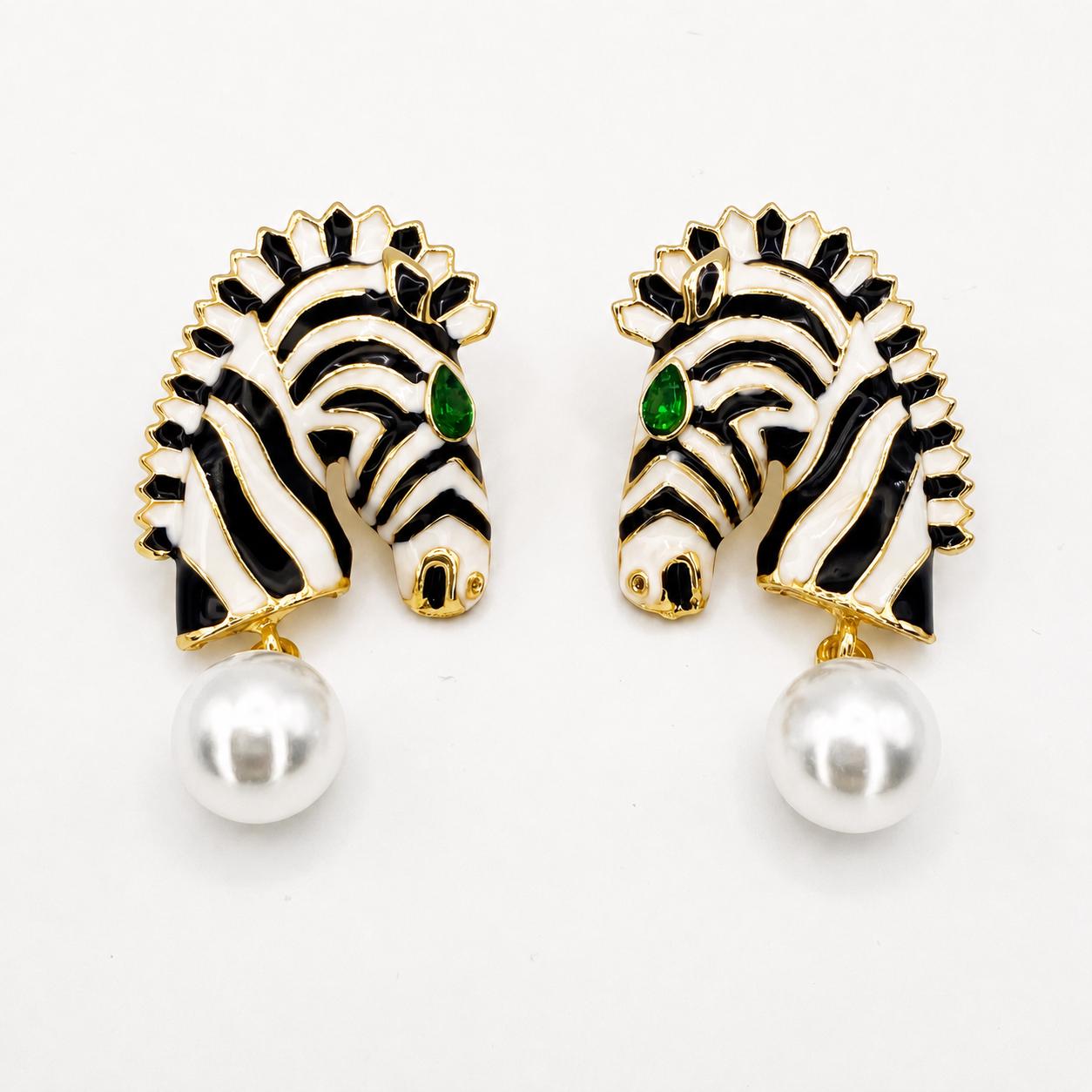 Zebra Pearl Earrings