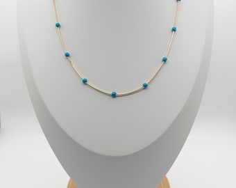 Gold Filled Blue Beaded Necklace