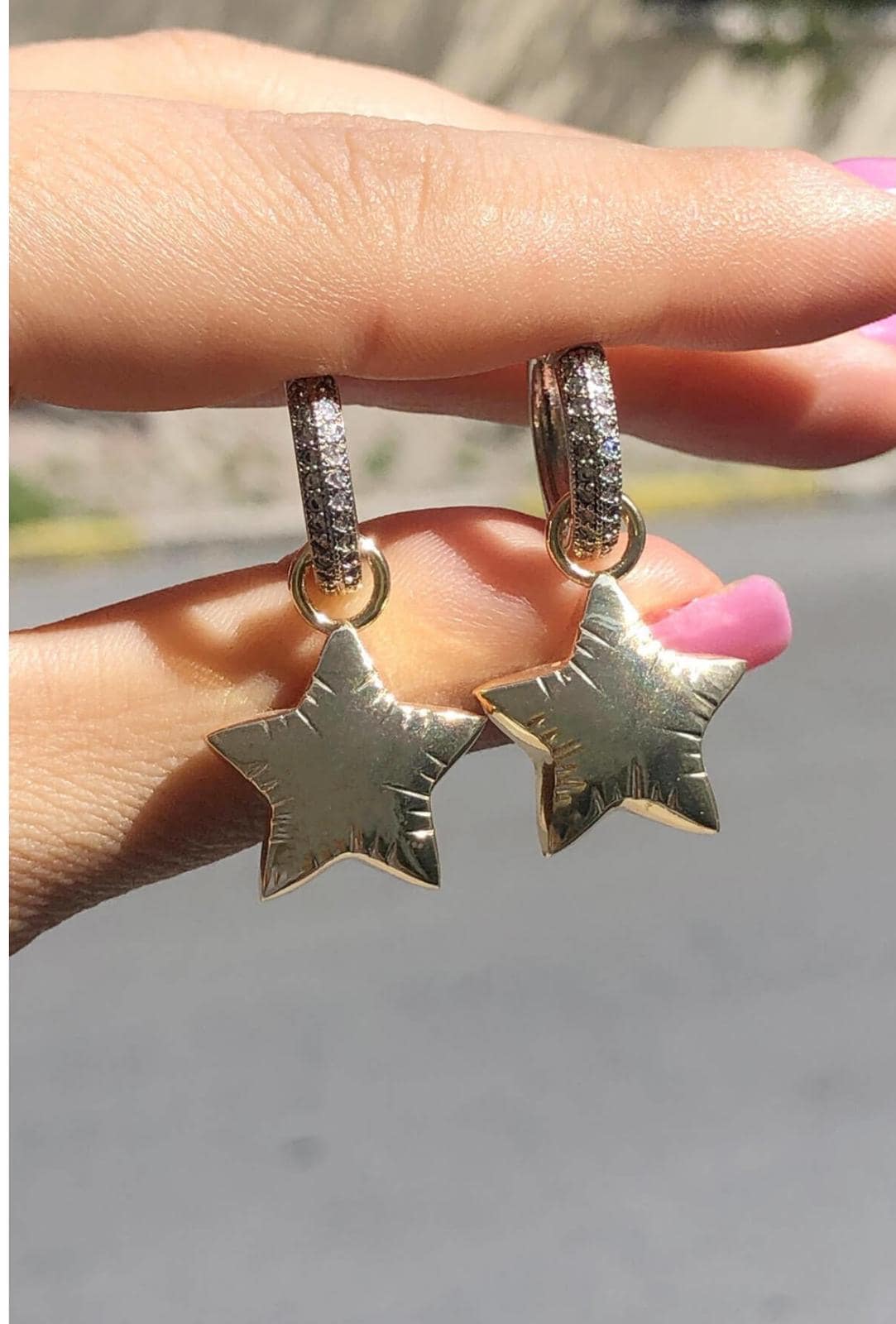 Star Drop Huggie Earrings 14K Gold Plated Zircon Dainty Minimal Celestial Jewelry