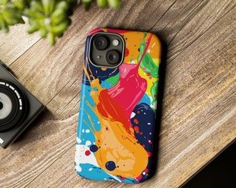 Vivid Colourful Splatter Paint Splodge Phone Case - For iPhone 15 14 13 12 pro plus and max (6)