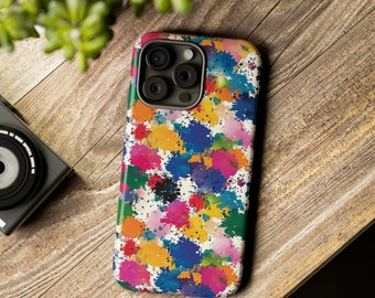 Vivid Colourful Splatter Paint Splodge Phone Case - For iPhone 15 14 13 12 pro plus and max (35)