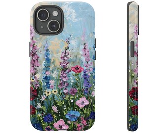 Acrylic Floral iPhone Tough Case: Hand-Painted Flower Garden