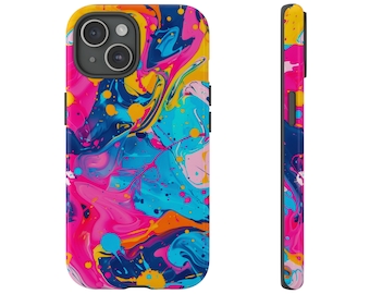 Vivid Colourful Splatter Paint Splodge Phone Case - For iPhone 15 14 13 12 pro plus and max (54)