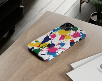 Colorful Splatter Paint iPhone Case: Glossy or Matte Finish