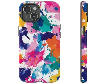 Vivid Colourful Splatter Paint Splodge Phone Case - For iPhone 15 14 13 12 pro plus and max (51)