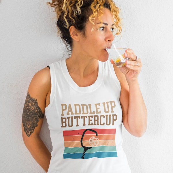 Paddle Up Buttercup Pickleball Muscle Tank for Summer Sports