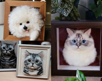Custom Needle Felted Cat,Custom Felt Pet Portrait,Custom Wool Felting Cat Figurine,Felt Cat,Pet Memorial Gifts,Animal Lovers Gift