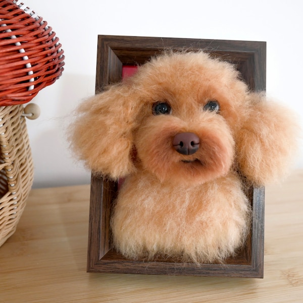 Custom Felt Pet Portraits,Custom Needle Felted Pets,Felt Dogs,Wakuneco,Felt Animal Photo Frames,Custom Photo Frame Felt Dogs,Pet Memorials