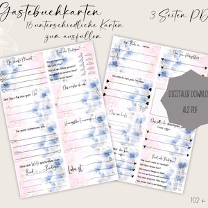 Livre d'or de mariage à remplir, cartes numériques