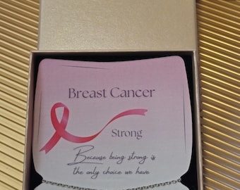 Breast Cancer Awareness Necklace: Ribbon Pendant, Support Gift