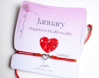 January Birthstone Bracelet | Garnet birthstone | January gift Birth month Bracelet