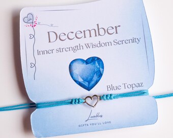 December Birthstone Bracelet | Blue topaz birthstone | December gift birth month bracelet