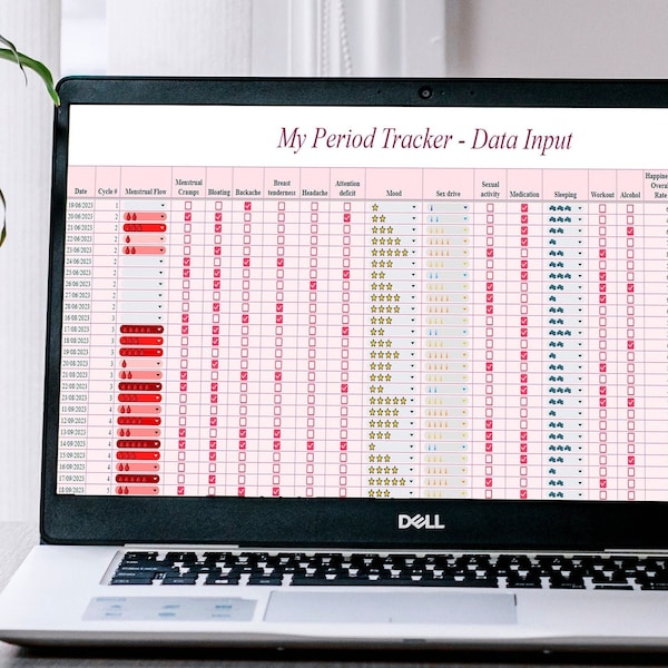 Spreadsheet Period tracker (Pink version) | Google Sheet | Menstruation Tracker | Cycle Tracker | Period Journal | Period Log | Medication