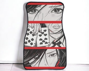 Red floor mats jdm car accessories for teens japanese aesthetic anime waifu car accessories anime cartoon sad eyes crying manga horror