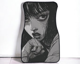 Car floor mat cute car accessories for teens japanese aesthetic anime waifu kawaii car accessories anime cartoon sad eye crying manga horror