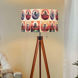 Tripod lamp japanese lamp japanese floor lamp for living room, oriental lampshade standing lamp ambient light wooden lamp asian lampshade