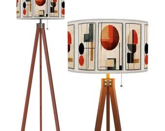 Tripod lamp mcm lamp minimalist floor lamp for living room retro standing lamp ambient light wooden lamp modern large mid century lampshade