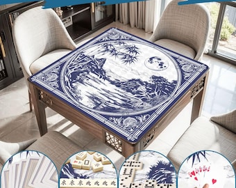 Mahjong Mat chinoiserie print tablecloth play mat mahjong table mat blue and white chinoiserie mahjong table cover games chinoiserie pattern