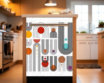 Kitchen dishwasher magnet cover, mcm dishwasher cover magnetic bauhaus, mid century modern magnetic dishwasher cover magnet, panel cover