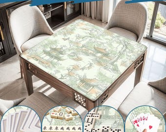 Mahjong Mat green chinoiserie print mahjong accessories chinoiserie pattern mahjong tile bag mahjong rack bag mahjong table mat mahjong set