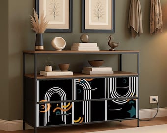 Cómoda de TV mcm negra de 5 cajones, cómoda, consola industrial, mueble consola para TV, mueble de sala, mueble de almacenamiento