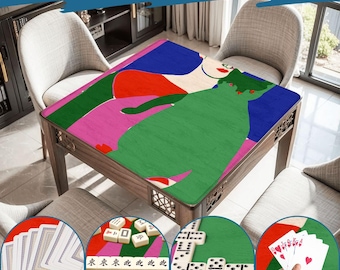 Mahjong Mat matisse print play mat mahjong table mat matisse bauhaus mahjong accessories mahjong gifts games vintage retro woman green cat