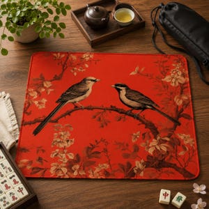 Mahjong Mat red chinoiserie print mahjong accessories mahjong gift ideas mahjong table mat american mahjong set square square mah jong