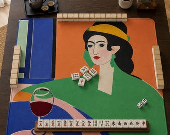 Mahjong Mat matisse print mahjong accessories mahjong gift ideas mahjong table mat american mahjong set mah jong vintage portait woman wine