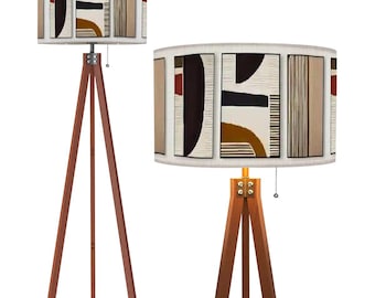 Tripod lamp mcm lamp minimalist floor lamp for living room retro standing lamp ambient light wooden lamp modern large mid century lampshade