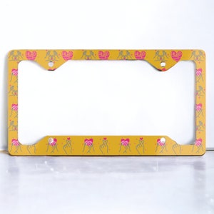 Kpop license plate frame, kpop car accessories, kpop merch, jdm accessories, kanji car decorations, kpop gifts kpop merchandise gold hearts