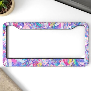 Automotive anime license plate frame vaporwave kawaii license plate frame Japanese car decoration manga colorful jdm license plate frame cat