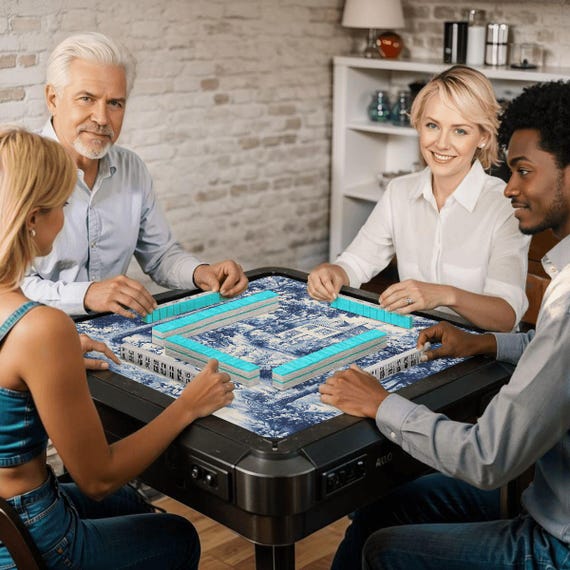 Tapis Mahjong Velours Cristal 90x90 Cm – Antidérapant Silencieux – Bleu Foncé – Pour Poker Et Jeux De Société
