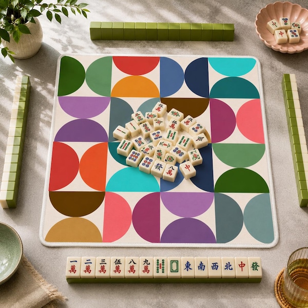 Mahjong Mat mid century modern mahjong accessories colorful mcm mahjong gift ideas mahjong table mat american mahjong set square mah jong