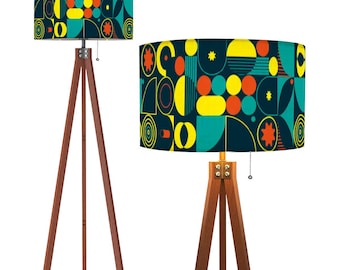 Tripod lamp mcm lamp minimalist floor lamp for living room retro standing lamp ambient light wooden lamp modern large mid century lampshade