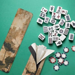 Mahjongmatte Chinoiserien Lotus asiatischer Pagodengarten mahjong linienfinder mahjong kartenhülle mahjong tasche mahjong zubehör Bild 15