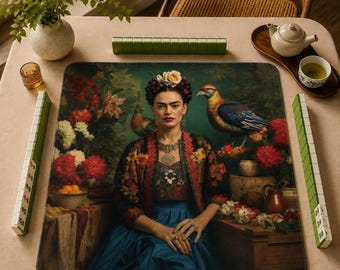 Mahjong Mat Frida Khalo mahjong accessories dark botanical flowers mahjong gift ideas mahjong table mat american mahjong set dark academia