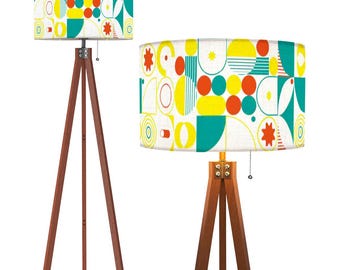 Tripod lamp mcm lamp minimalist floor lamp for living room retro standing lamp ambient light wooden lamp modern large mid century lampshade