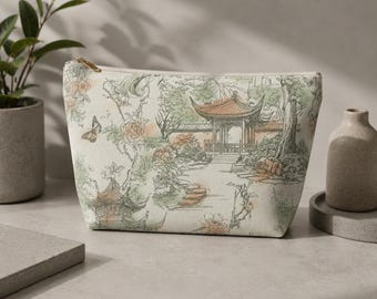 Light green chinoiserie accessory pouch zip pouch mahjong tile bag tile holder mah jong mahjong tile pouch mahjong gifts mahjong accessories