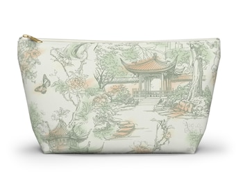 Light green chinoiserie accessory pouch zip pouch mahjong tile bag tile holder mah jong mahjong tile pouch mahjong gifts mahjong accessories