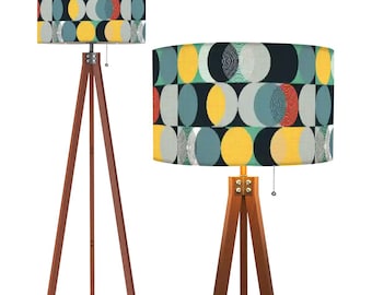 Tripod lamp mcm lamp minimalist floor lamp for living room retro standing lamp ambient light wooden lamp modern large mid century lampshade