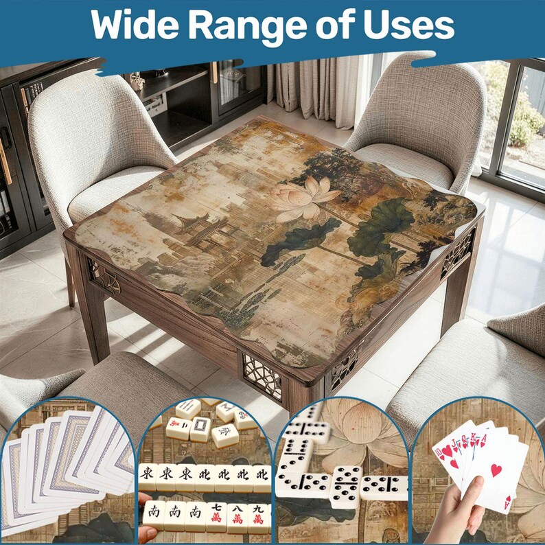 Mahjongmatte Chinoiserien Lotus asiatischer Pagodengarten mahjong linienfinder mahjong kartenhülle mahjong tasche mahjong zubehör Bild 10