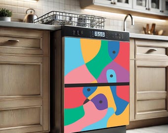 Kitchen dishwasher magnet cover, mcm dishwasher cover magnetic bauhaus, mid century modern magnetic dishwasher cover magnet, panel cover