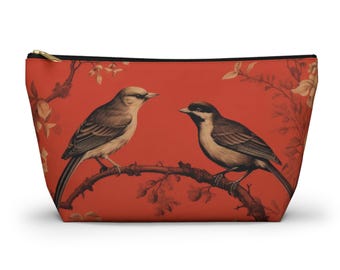 Red chinoiserie birds accessory pouch zip pouch mahjong tile bag tile holder mah jong mahjong tile pouch mahjong gifts mahjong accessories
