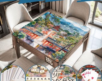 Mahjong Mat chinoiserie print tablecloth play mat mahjong table mat watercolor chinoiserie mahjong table cover games chinoiserie pattern