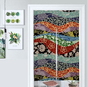 Front Door Hanging Banners 34&quot; x 56&quot;, pink noren, japanese noren curtain, traditional japanese curtains, heavy japanese cotton fabric,cranes
