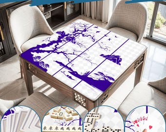 Mahjong Mat chinoiserie print tablecloth play mat mahjong table mat blue and white chinoiserie mahjong table cover games chinoiserie pattern