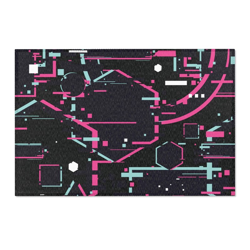Cyberpunk Rug Texture Cyberpunk Decor - Glitch Dornier Rug, Abstract Art, Gaming, Man Cave ...