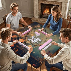 Mahjong Mat green chinoiserie mahjong accessories birds mahjong gift ideas mahjong table mat american mahjong set square mahjong table cloth image 10